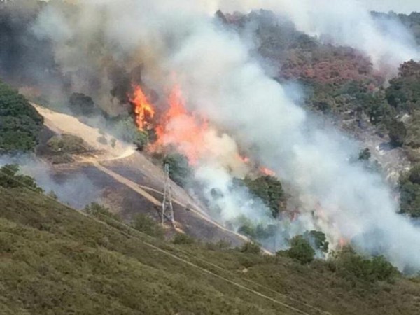 The Cuesta Fire, now burning about 2,000 acres, is causing evacuations across Santa Margarita.   Photo courtesy of the U.S. Forest Service.