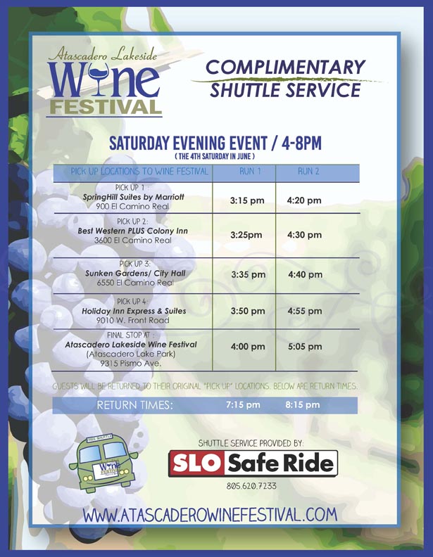 Shuttle flyer atascadero wine festival