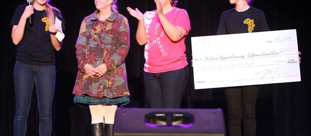 Templeton High School students Carra Kruse, far left, and Emma Gray, far right, present a check in the amount of $1,500 to benefit local breast cancer patients through The Cancer Support Community Breast Cancer Care Fund. Accepting the check is CSC Executive Director Christie Kelly and Shannon d’Acquisto, a peer-to-peer group leader for the local non-profit’s Young and Young at Heart networking group for young cancer survivors. Courtesy photo