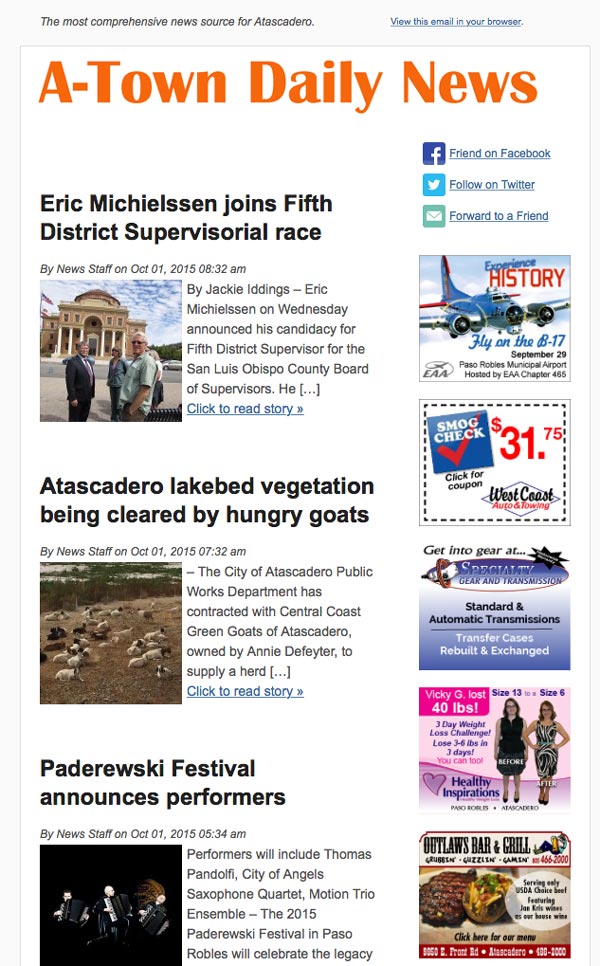 Atascadero news subscription