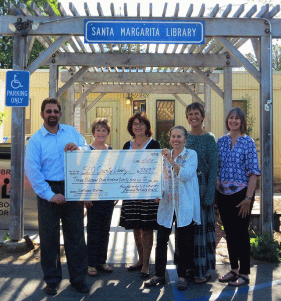 The Friends of the Santa Margarita Library received a grant from the Barbara Baltimore Library Foundation for $2,000. The Friends of Santa Margarita Library contributed $1,329.15 for a self-checkout machine. From left, North County Regional Librarian Joe Laurenzi with  Friends of the Santa Margarita board members Pat Zimmerman, Pam McPherson, Jeannie MacDougall, Karen Wilkins and Elaine Taunt. 