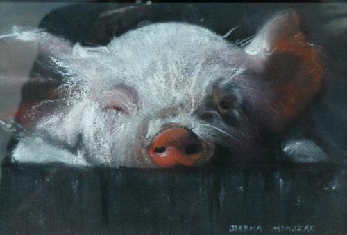 Pastel painting by Diana Manseau, "Sleepy Head."