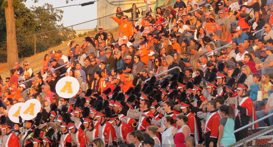 The crowd was kept in full spirits by the AHS marching band throughout the game.