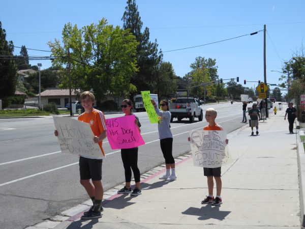 Both friends and teammates alike helped to raise awareness for their cause as they stood out in the sun waving signs and shouting to cars passing by.