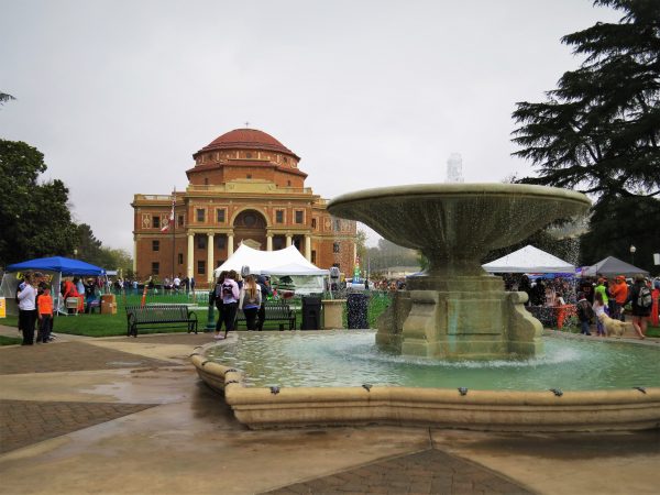 Despite rain making the event more wet than expected, the "Tent City" in Sunken Gardens still attracted many parade attendees.