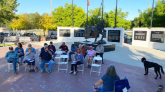 –The Veterans of Foreign War in Atascadero met Monday at the Faces of Freedom Memorial to plan a Memorial Day Ceremony to be held at noon on Monday, May 31. Dan Smith is coordinating a clean-up effort Saturday morning to prepare the Faces of Freedom for the Memorial Day Ceremony. The event will be held at the Faces of Freedom with some measures to accommodate precautions for COVID. There will not be any booths at the Memorial Day Event for 2021. Former Mayor Ray Johnson will be the featured speaker. A group of Vietnam Veterans will also be honored. There will be a flyover by the Estrella War Birds at the outset of the meeting, which begins at 12 noon, Monday, May 31st. [caption id="attachment_126859" align="aligncenter" width="502"] Sculptor Mark-Greenaway talks with Veteran Al Fonzi.[/caption] [caption id="attachment_126858" align="aligncenter" width="455"] Dan Smith talks about clean-up day to prepare for the ceremony.[/caption] In Paso Robles, the Paso Robles District Cemetery canceled its annual Memorial Day event for the second year. There will be an avenue of flags for the community to drive through from Saturday through Monday. The cemetery is located at 45 Nacimiento Lake Drive.