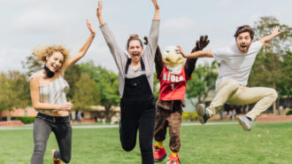 Biola Students and Mascot