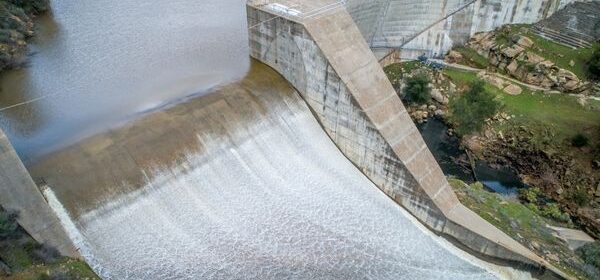 Salinas Dam spilling water