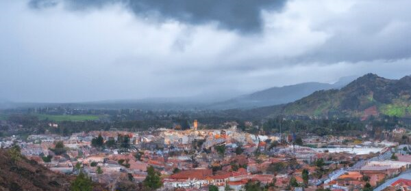 Rainclouds over the City of Atascadero. Credit: Image generated by DALL-E-2.