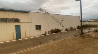 rock radio tower collapses