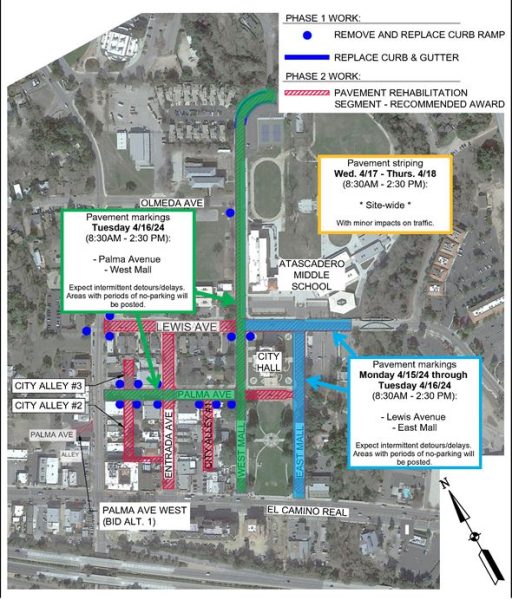 Pavement rehabilitation in downtown Atascadero continues this week