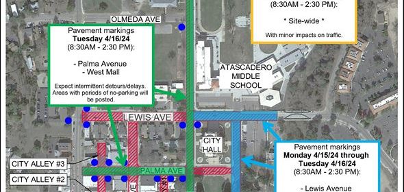 Pavement rehabilitation in downtown Atascadero continues this week