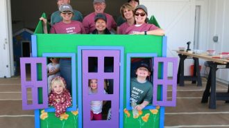 Templeton Glass building playhouse for local family