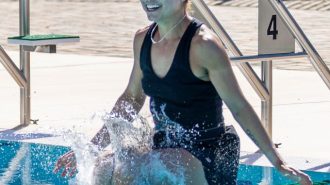 Player takes pool plunge after winning Central Coast Tennis Classic