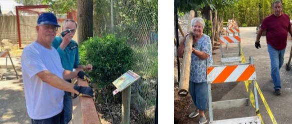 Kiwanis volunteers help replace fence at Charles Paddock Zoo