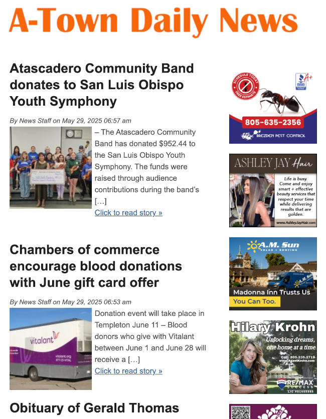 atowndailynews.com daily email example