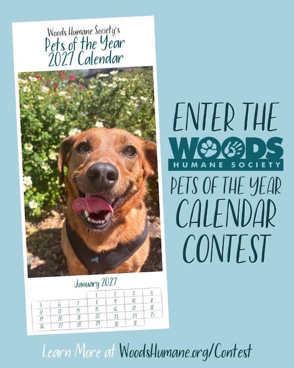 Woods Humane Society seeks entries for 2027 pet calendar