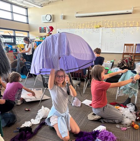 Drama tech theater students at Atascadero Fine Arts Academy work on costumes